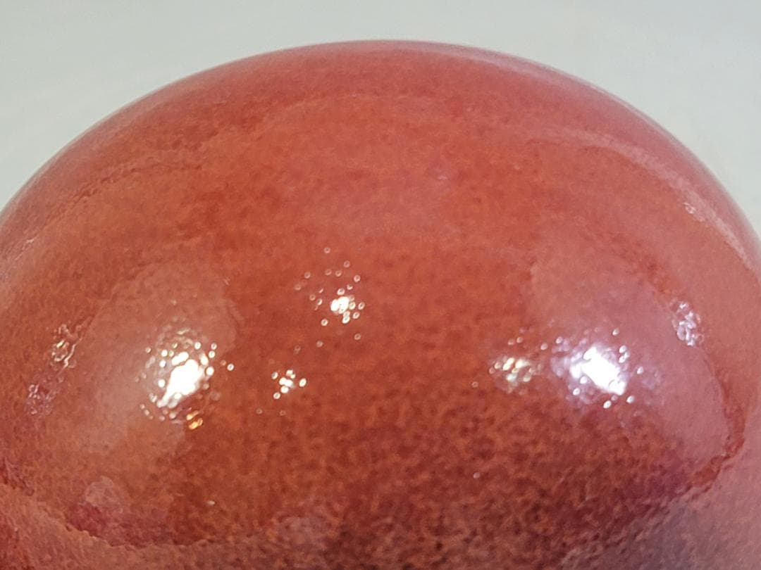 清時代 康熙年製 豆紅釉苹果尊・時代物・古陶磁・古賞物・旧家買出品