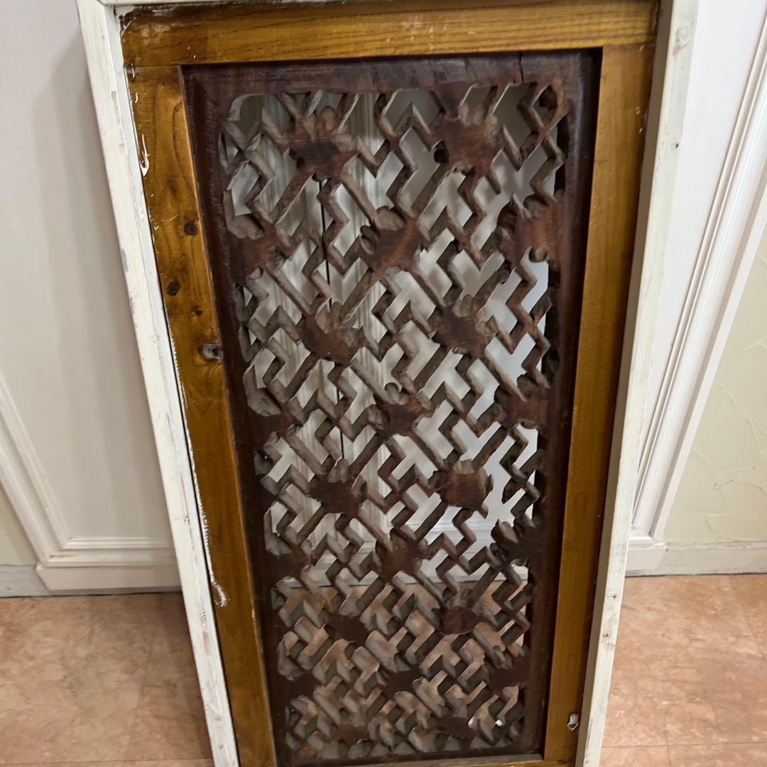 韓国アンティーク＊装飾的な木製パネル 花モチーフ