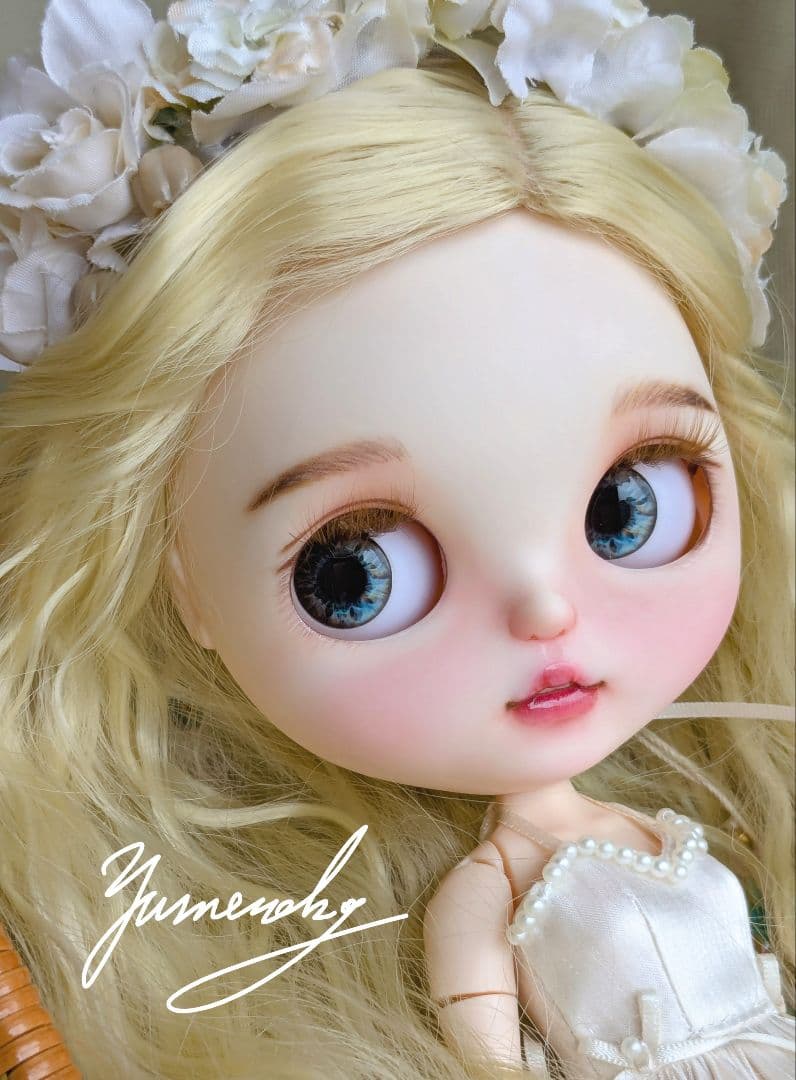 カスタムアイシードール ❀被せるウィッグ付き ドレス 花かんむりセット ❀