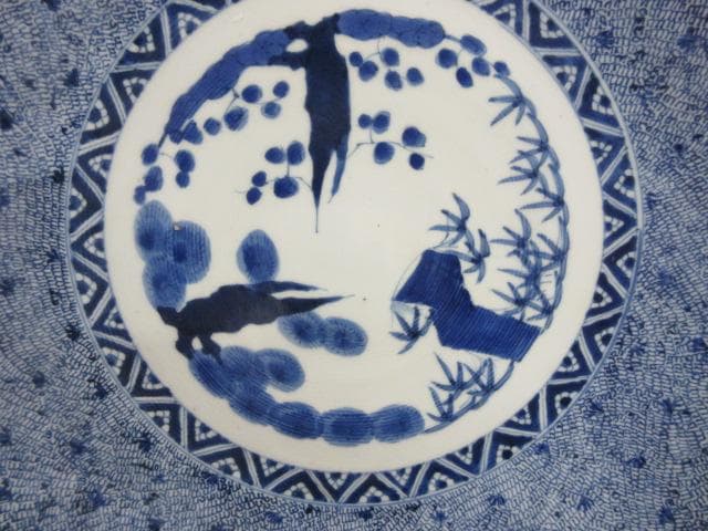 古伊万里染付みじん唐草大皿 [B26262]