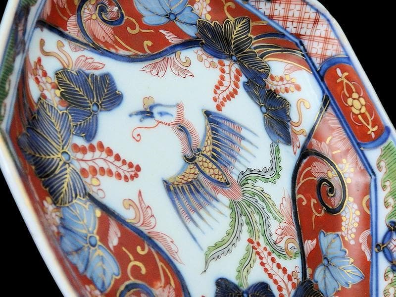 大聖寺伊万里　金襴手　桐に鳳凰の図　八角5寸皿　B232AS-CUr