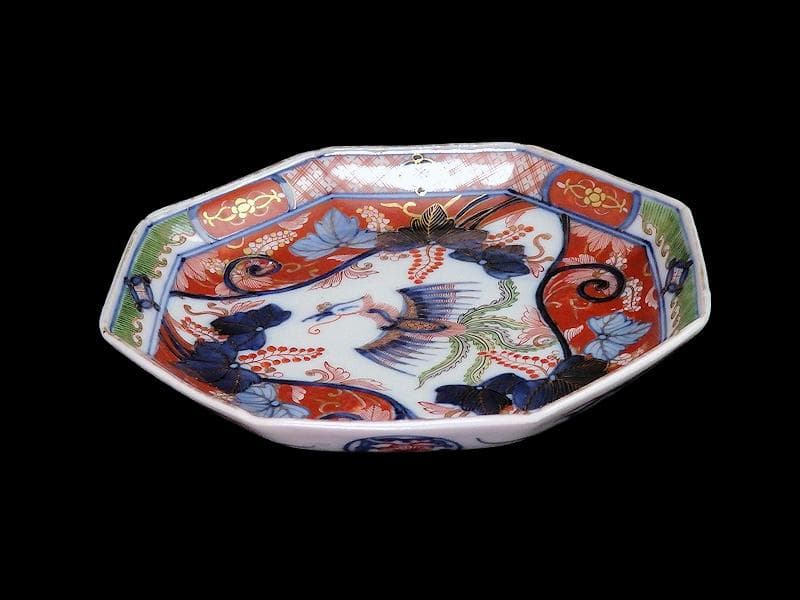 大聖寺伊万里　金襴手　桐に鳳凰の図　八角5寸皿　B232AS-CUr