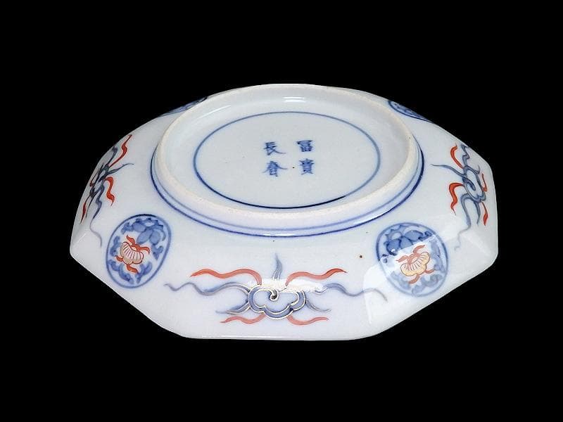 大聖寺伊万里　金襴手　桐に鳳凰の図　八角5寸皿　B232AS-CUr