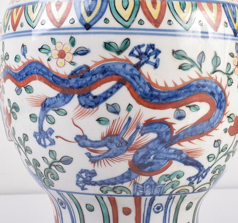 中国　大明萬暦年製　五彩　雲龍鳳凰文瓶　C　3931C