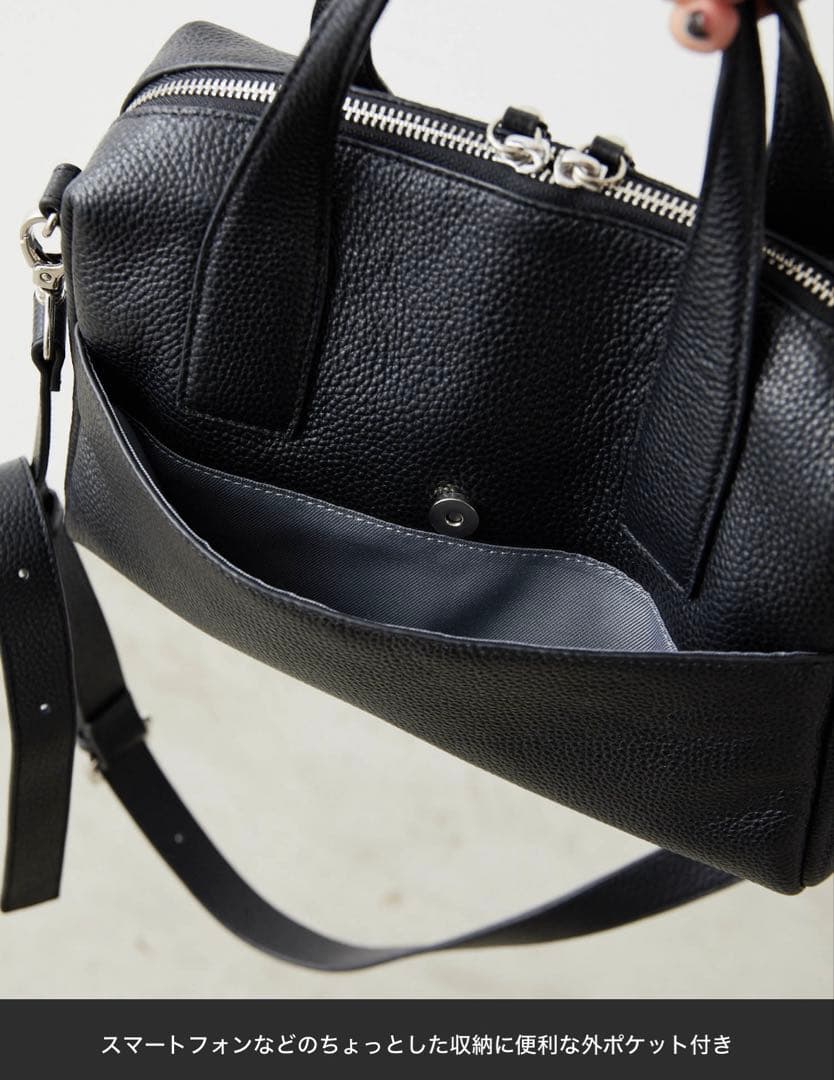 イアパピヨネ★本革/ショルダー付き スタッズボストンバッグ