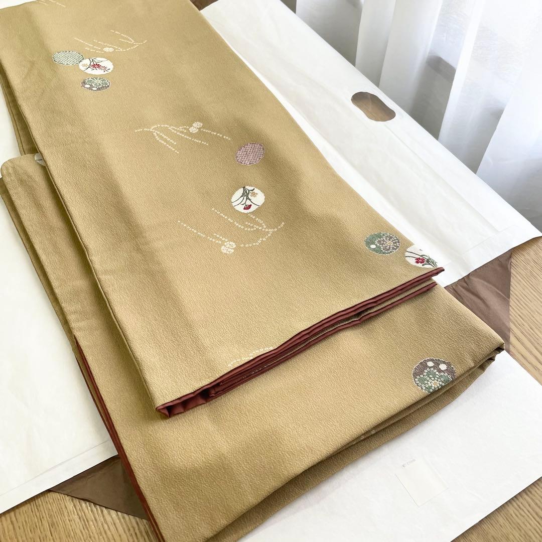 【高島屋】　洗える着物　化繊　袷　小紋　着物　縮緬風　とび柄