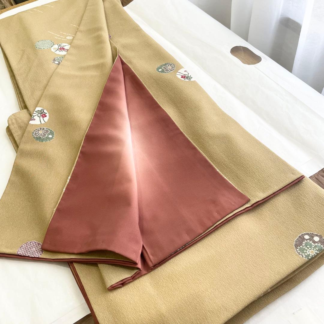 【高島屋】　洗える着物　化繊　袷　小紋　着物　縮緬風　とび柄