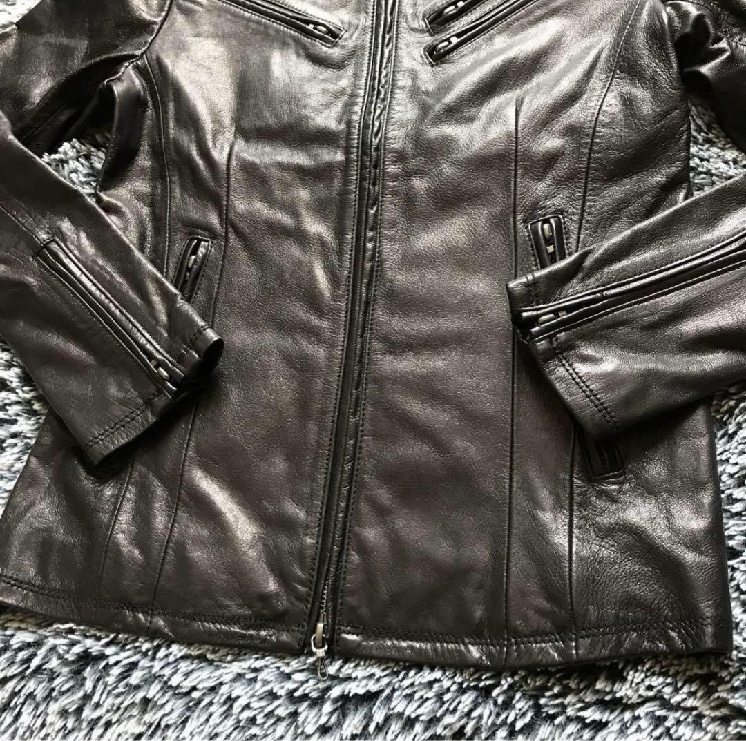 【処分価格】【FUGA】未使用品　黒レザー シングルライダースジャケット
