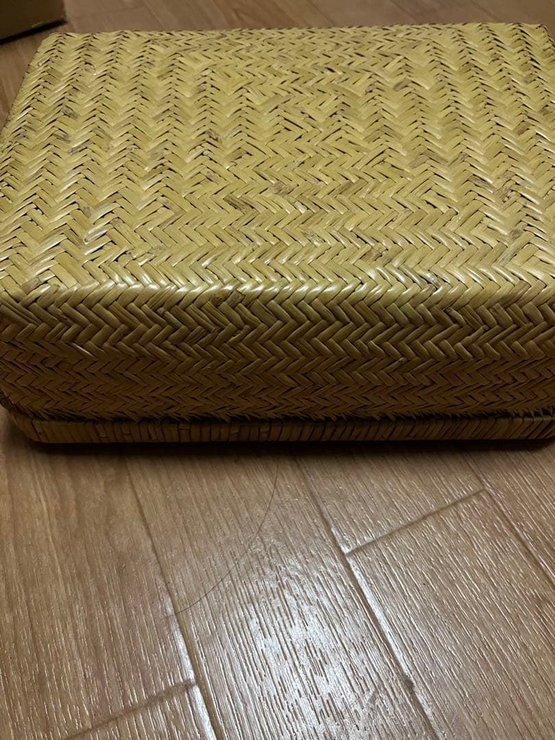 ヴィンテージ　竹行李ボックス　こうり　竹籠　網代　白竹　竹細工　竹工芸　小物入れ