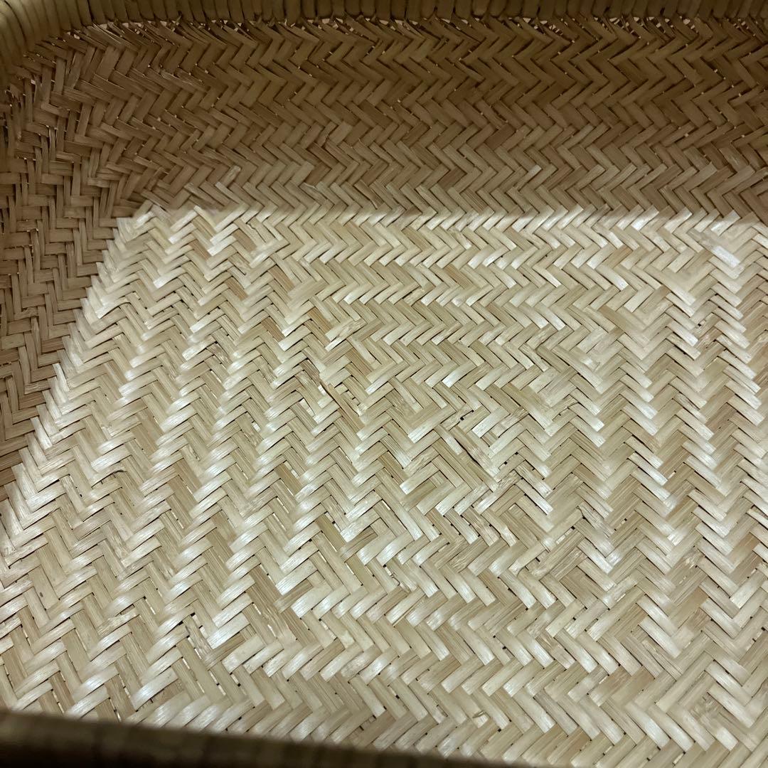 ヴィンテージ　竹行李ボックス　こうり　竹籠　網代　白竹　竹細工　竹工芸　小物入れ