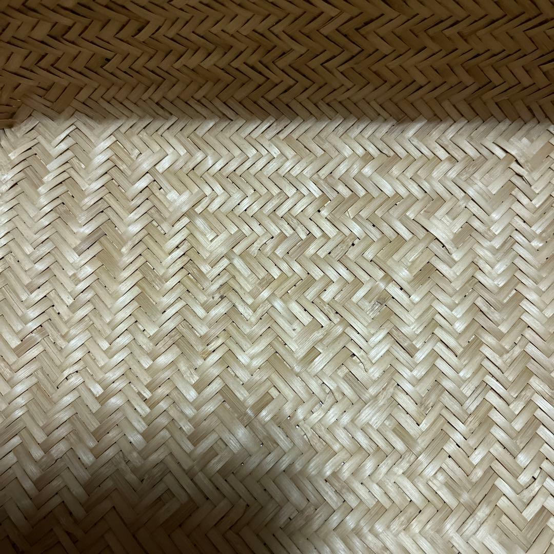 ヴィンテージ　竹行李ボックス　こうり　竹籠　網代　白竹　竹細工　竹工芸　小物入れ