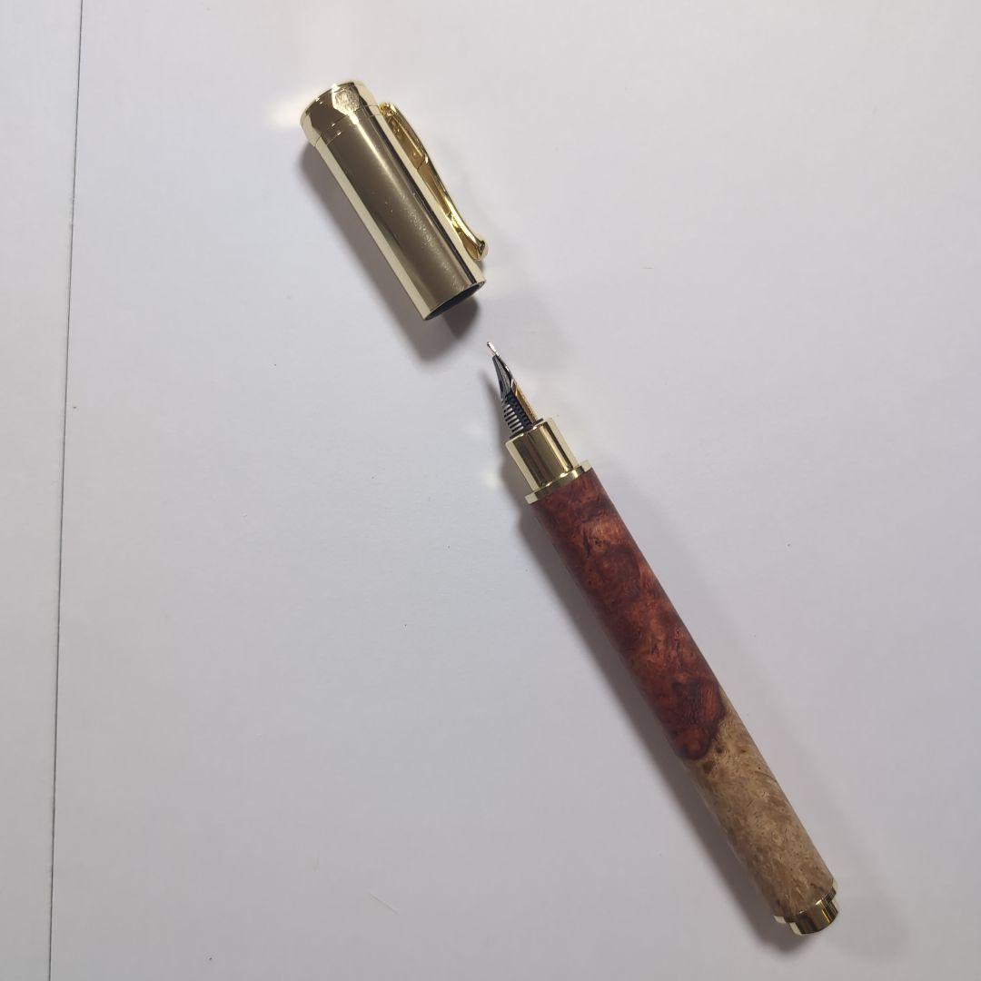 万年筆　金木犀 花梨紅白特上 万年筆 金色金具 M