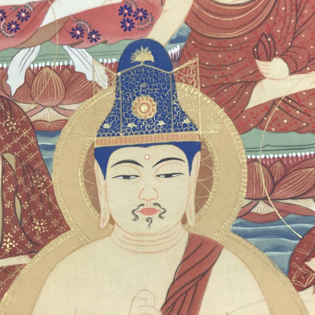 【真作】瑞象/十三佛大師来迎図/弘法大師/仏事掛/掛軸/名家伝来/AD-775