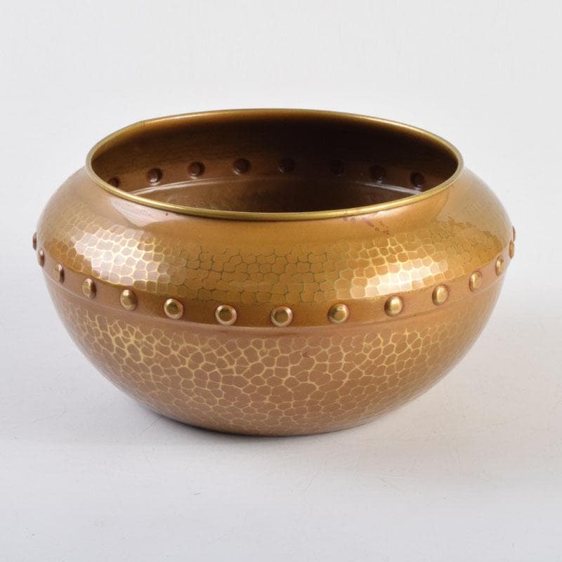 茶道具　龍泉造　黄銅　鎚目　鵬雲斎好　累座建水　共箱　C　9221