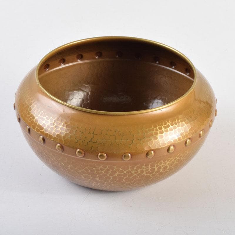 茶道具　龍泉造　黄銅　鎚目　鵬雲斎好　累座建水　共箱　C　9221