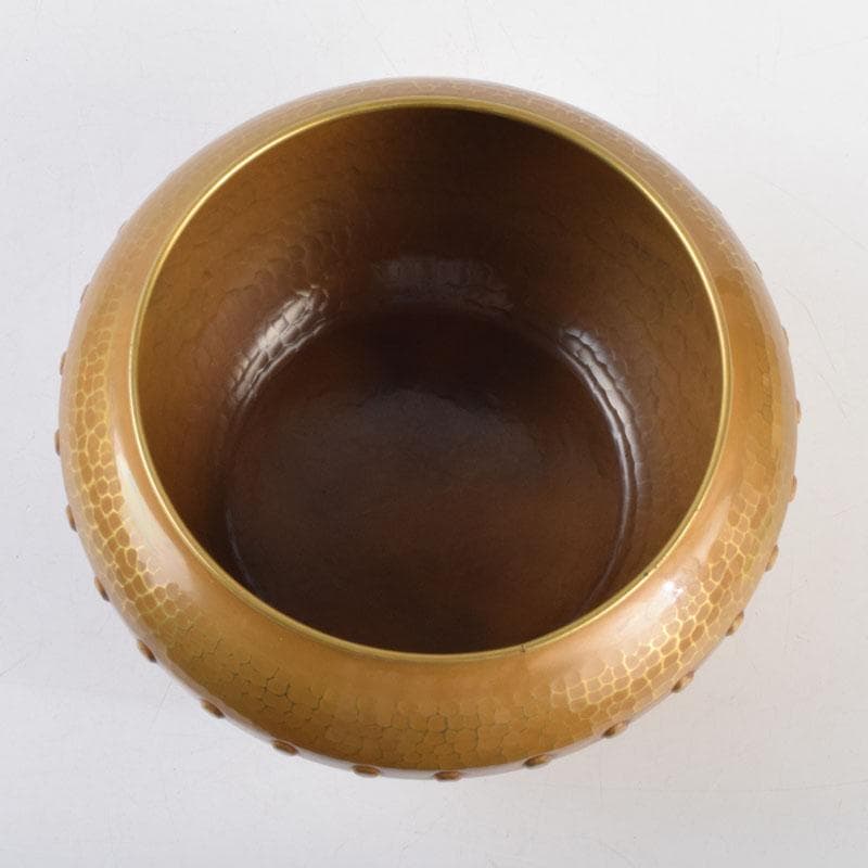 茶道具　龍泉造　黄銅　鎚目　鵬雲斎好　累座建水　共箱　C　9221