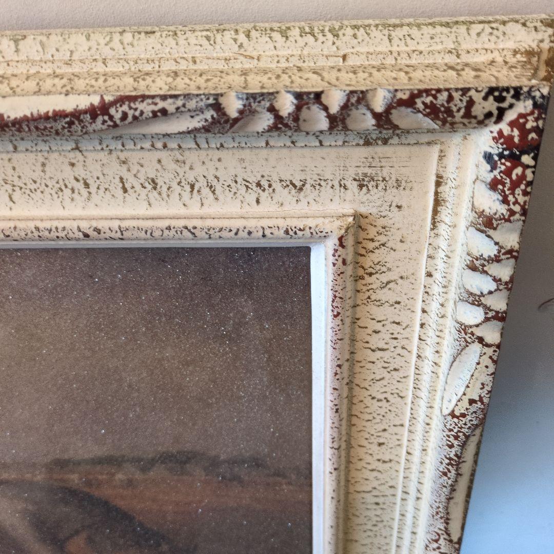 昭和レトロ　水晶絵　フランソワ ミレー 落穂拾い 複製名画 絵画 美術品 壁掛け