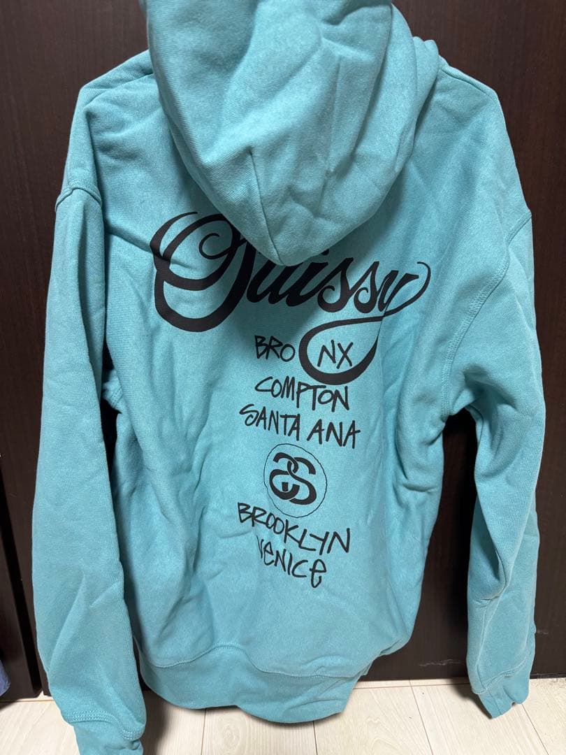 Stüssy アクアブルー フード付きパーカー