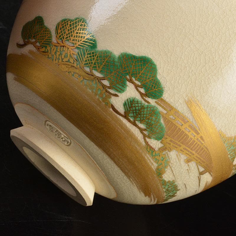 のらぴねこ　清閑寺窯　杉田祥平造　色絵仁清瀬田川　茶碗　共箱　V　6688