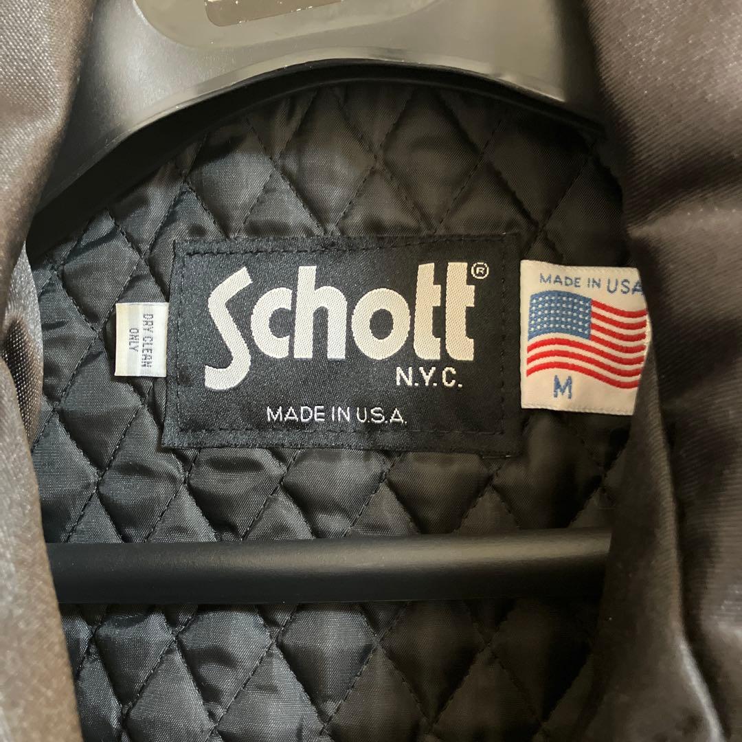 Schott ナイロン製シングルライダースジャケット M 黒