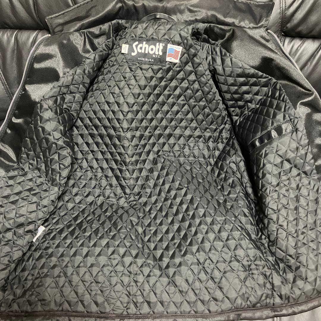 Schott ナイロン製シングルライダースジャケット M 黒