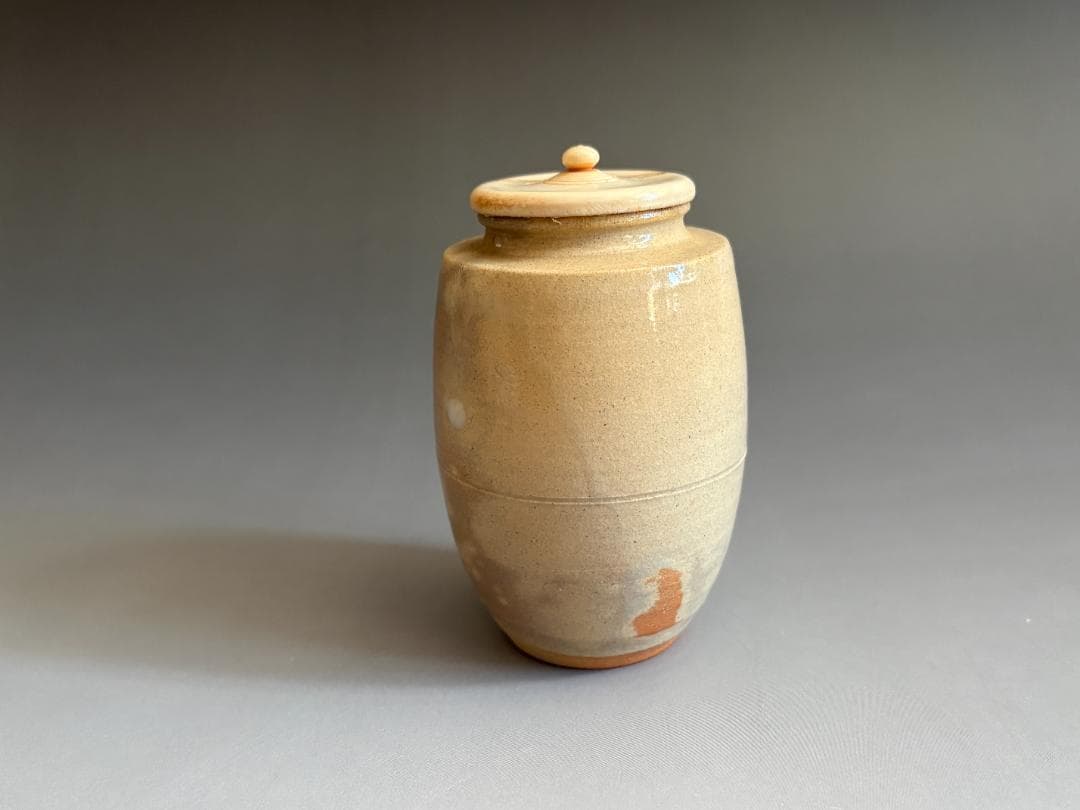 松林豊斎　朝日焼　鹿背肩衝茶入　眼鏡仕服　茶道具