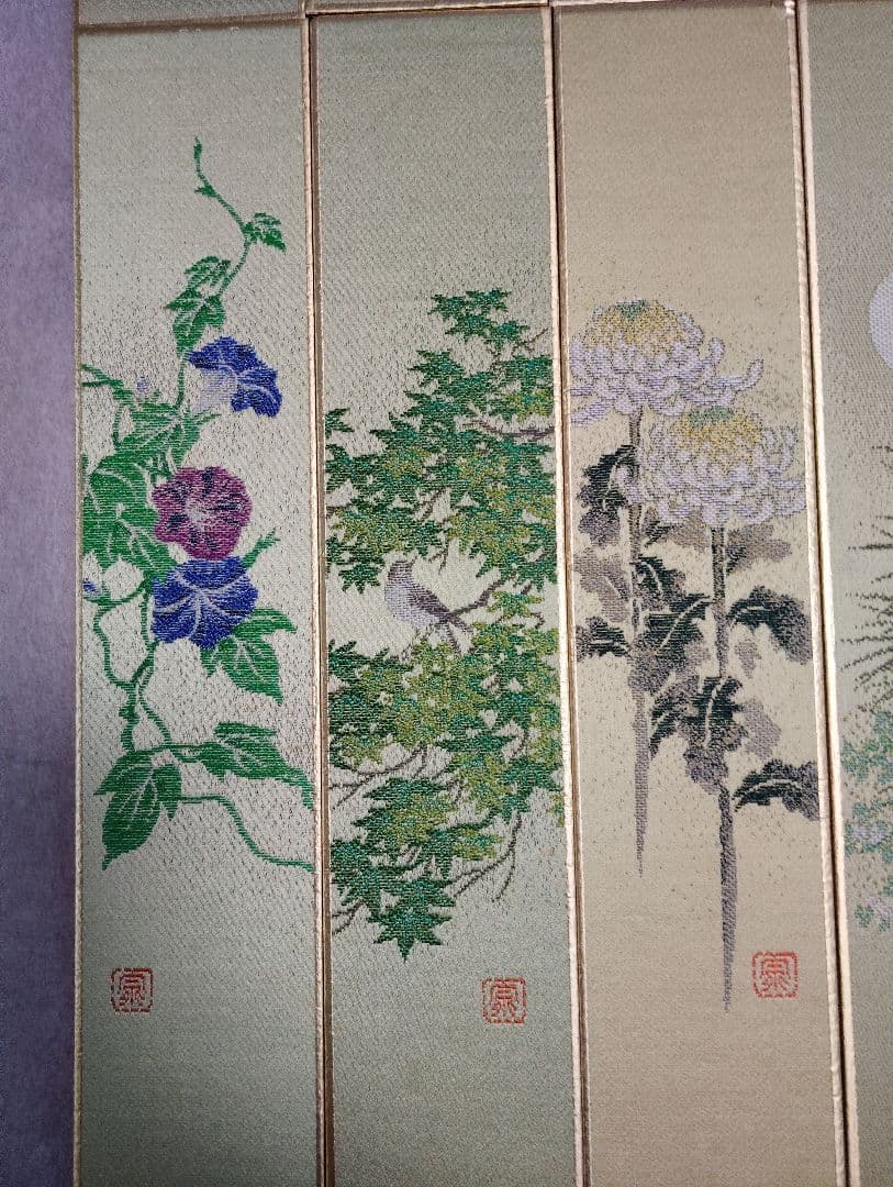 短冊　西陣綾錦織　斉藤宗原画12枚