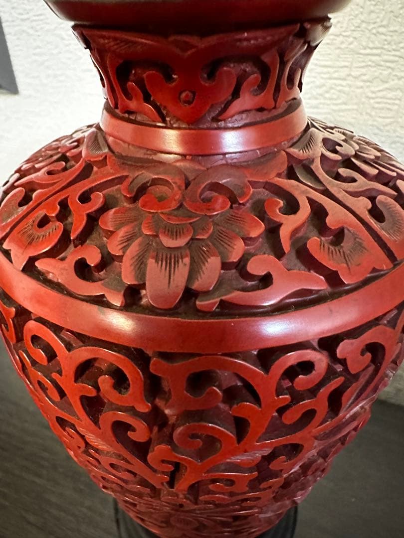 堆朱，中国，剔红，清時代，骨董，花瓶，摆件，置物