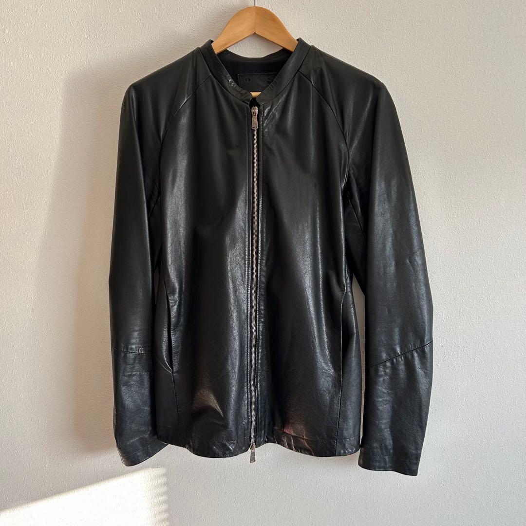 10sei0otto レザージャケット　ノーカラー　ブラック