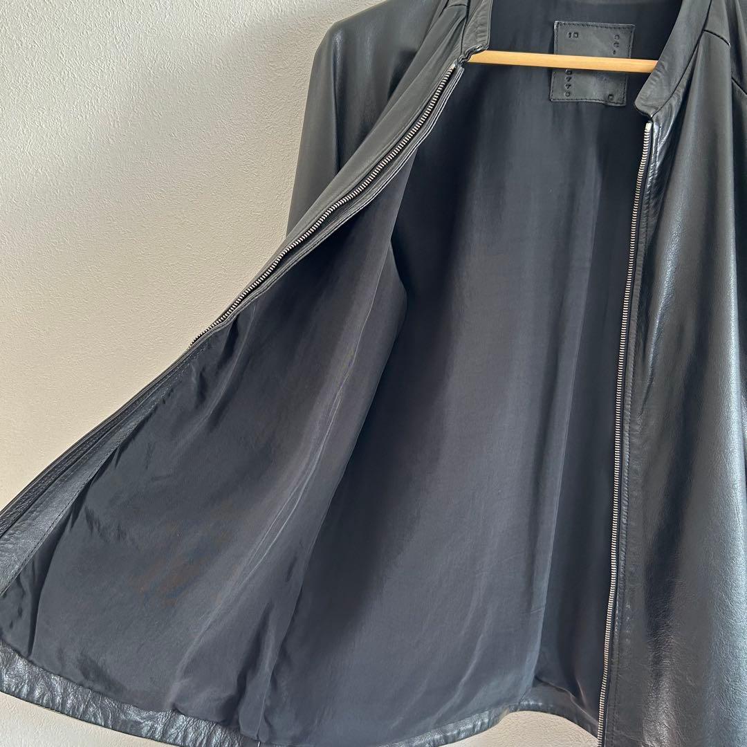 10sei0otto レザージャケット　ノーカラー　ブラック