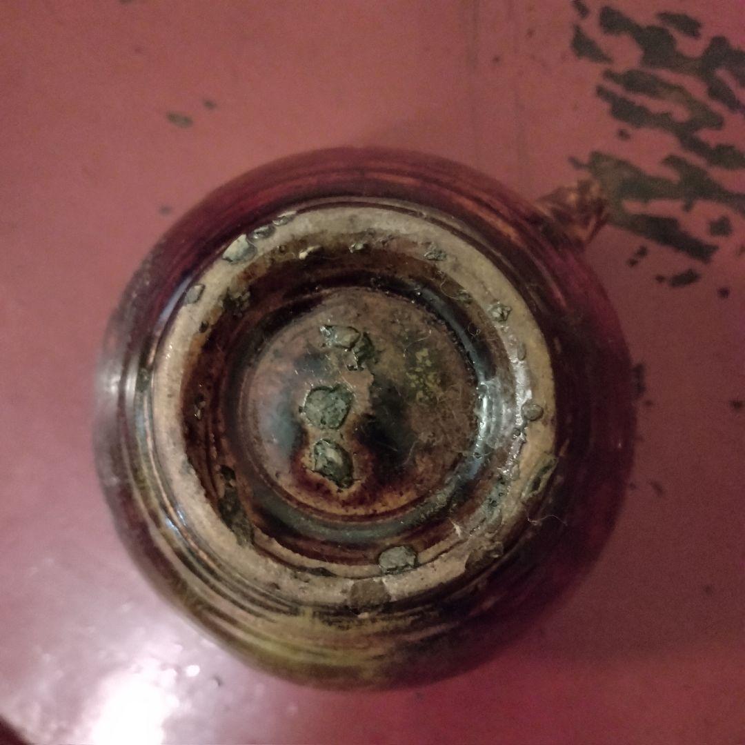 李朝　飴釉　水柱 小壺