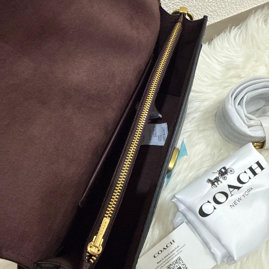 COACH ブラックレザー ショルダーバッグ26cm