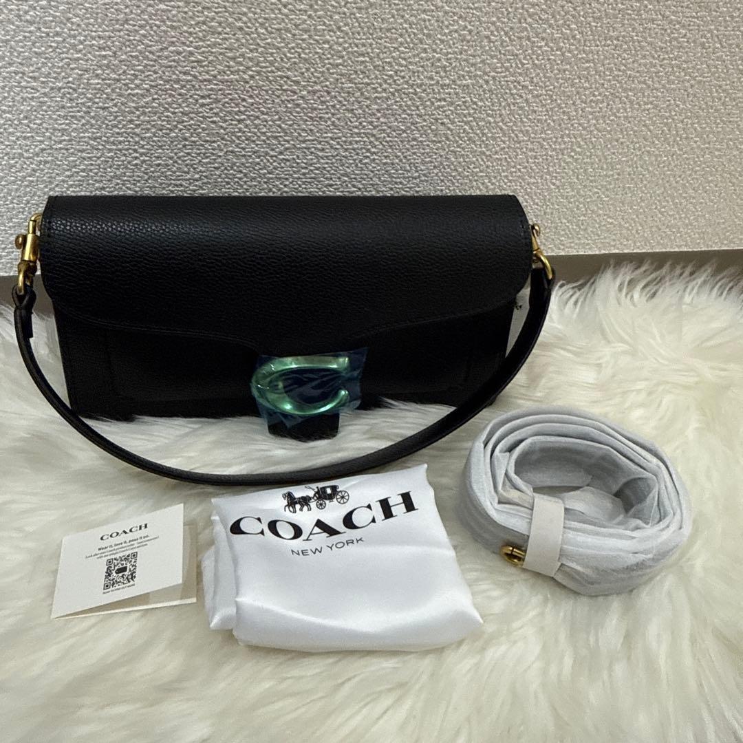 COACH ブラックレザー ショルダーバッグ26cm