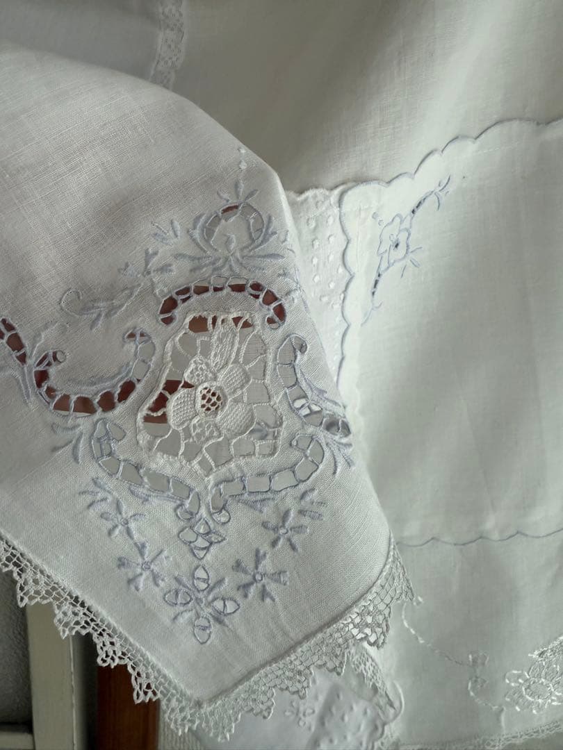 SALE❣️フランスアンティーク花柄刺繍レースクロスカーテンஐ⑥