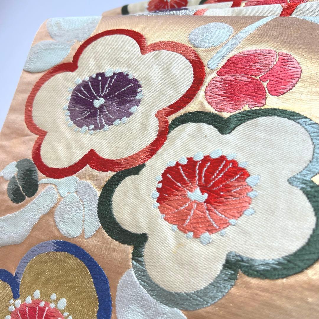 342 振袖フルセット 正絹 オフホワイト 白 橙 赤 金彩 暈し染め 長身さん