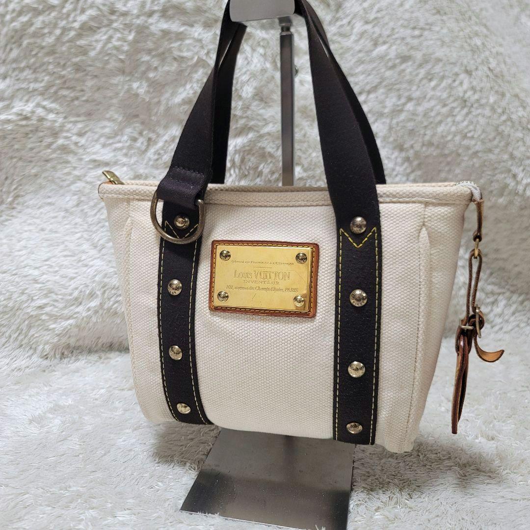 ルイヴィトン アンティグア カバ PM ハンドバッグ ホワイト ブラウン