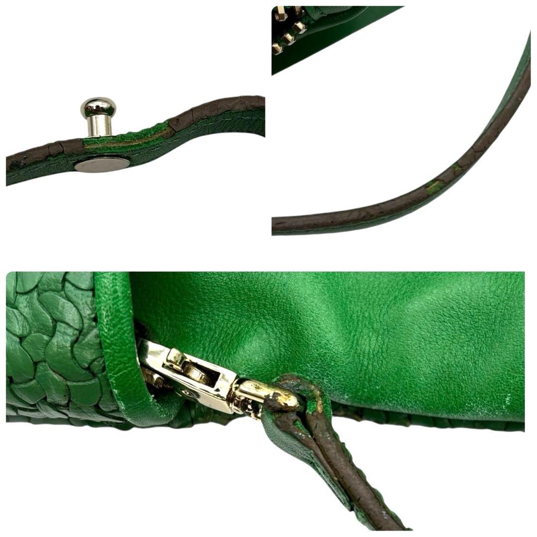 良品◎ アニヤハインドマーチ 斜めがけ可 ショルダーバッグ レザー グリーン