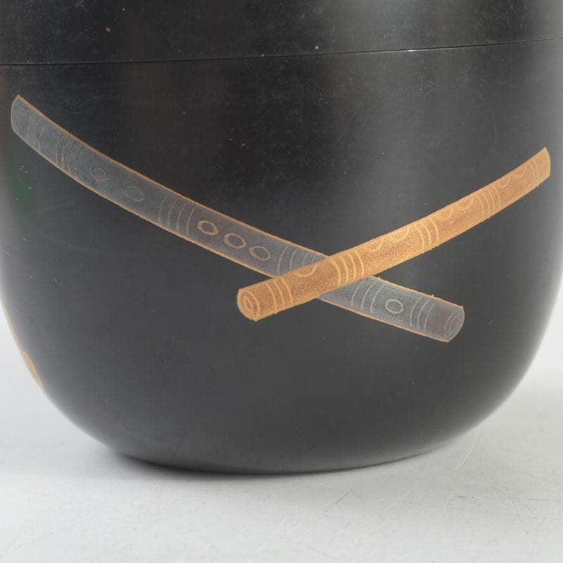 茶道具　加賀蒔絵師　志田伯峰作　鼓蒔絵　中棗　共箱　V　9519