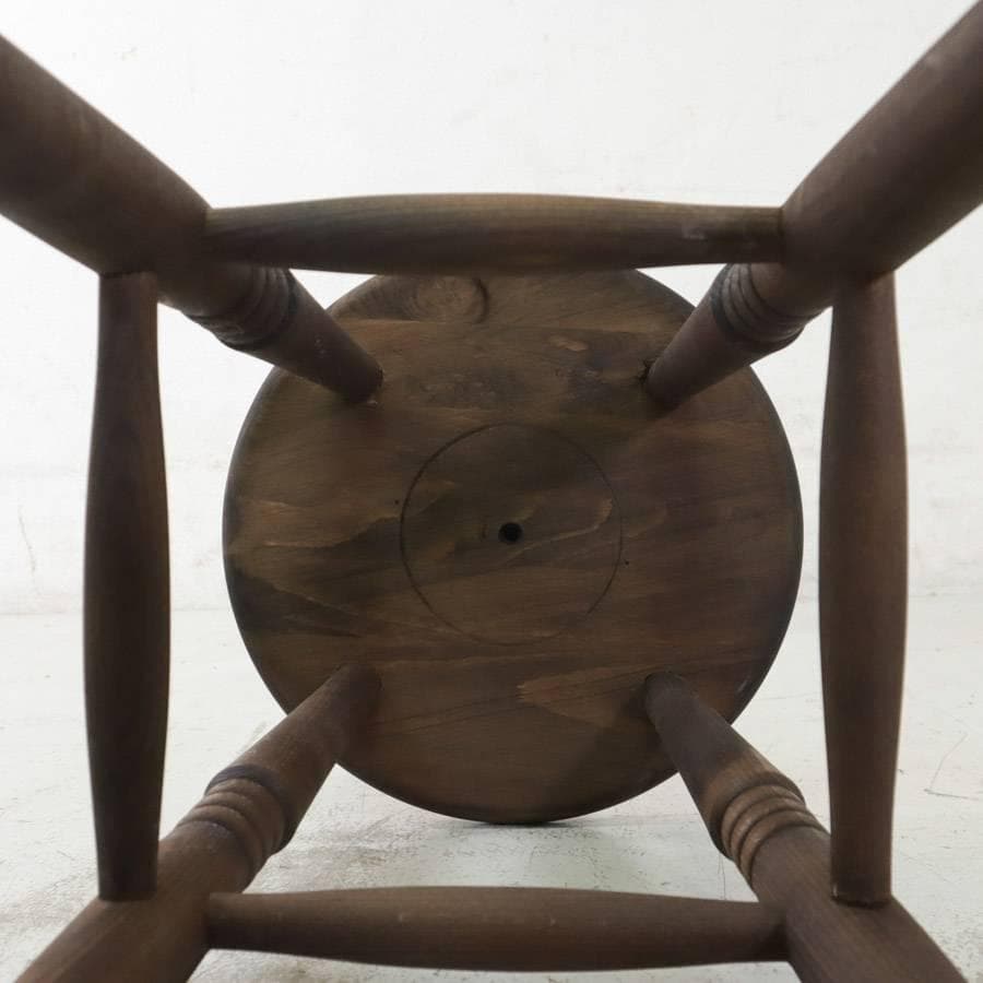 値下 英国 アンティーク調 無垢材 ハイスツール 丸椅子 ダークブラウン