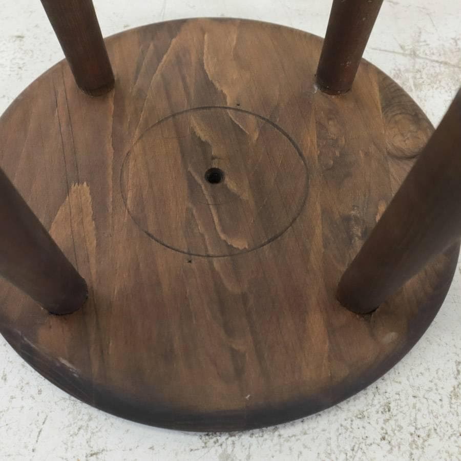 値下 英国 アンティーク調 無垢材 ハイスツール 丸椅子 ダークブラウン