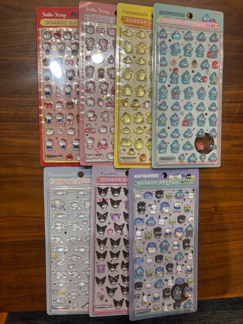 正規品 ボンボンドロップシール サンリオ7種 3Dぷっくりシール