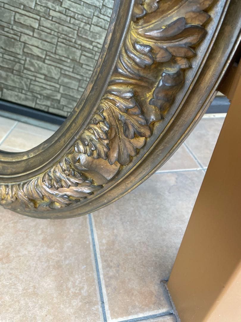 オランダ製　アンティーク　レア　ドームガラス　大きな　オーバル　フレーム　大型