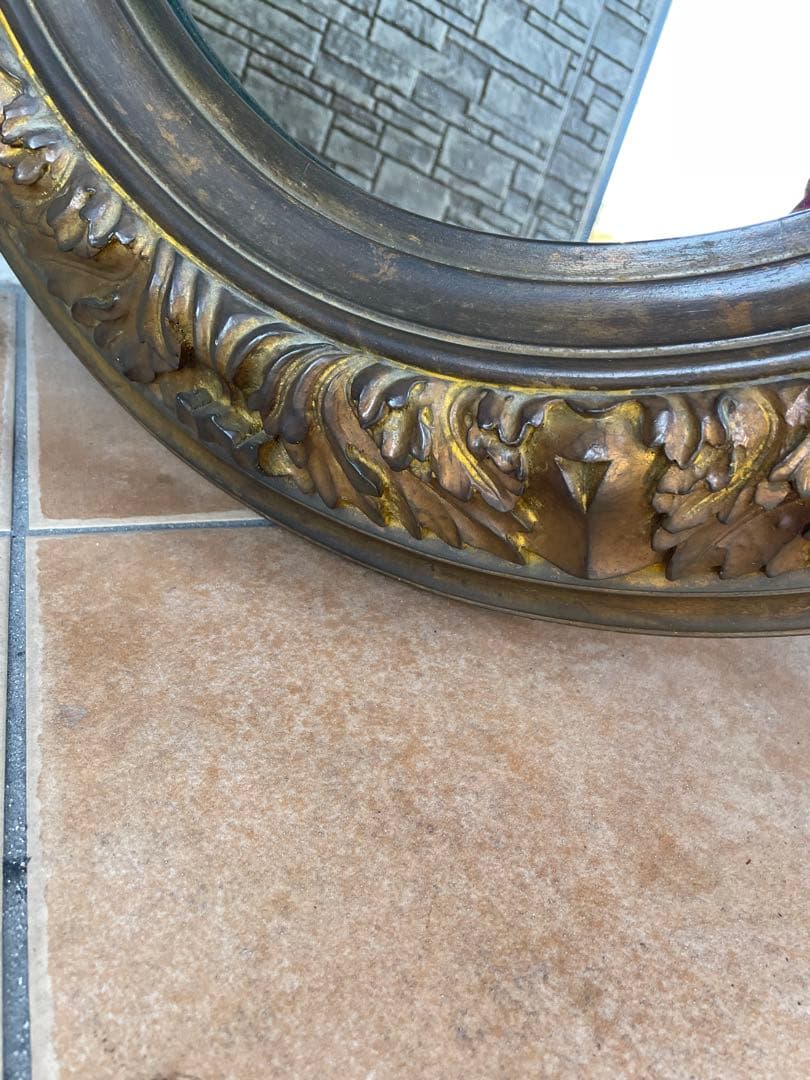 オランダ製　アンティーク　レア　ドームガラス　大きな　オーバル　フレーム　大型