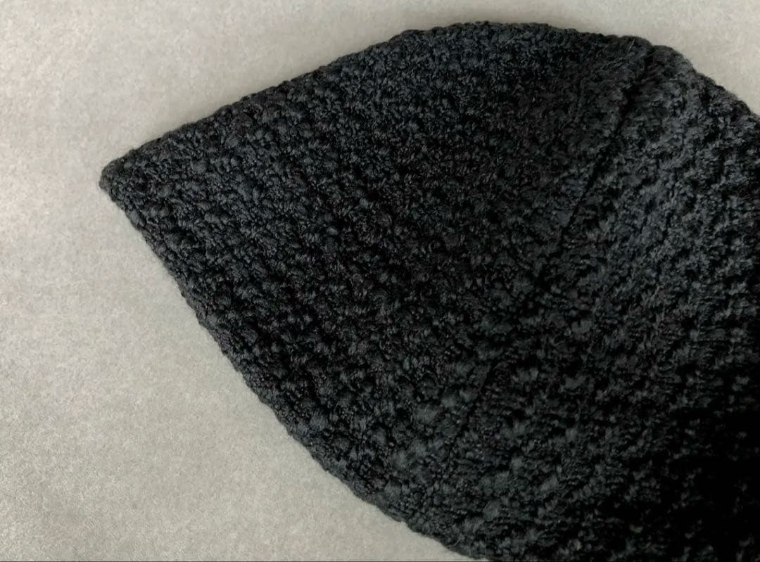 あにゃみミテ おりまげ帽子 ワッフルツイード ブラック