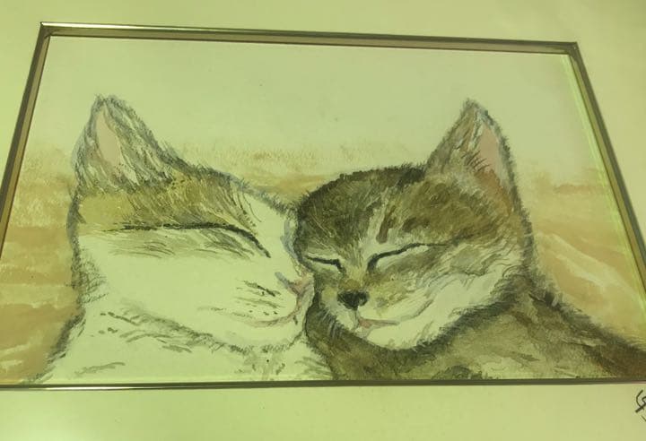 ★ペットのイラスト オーダーメイド作品 アクリル画 額付