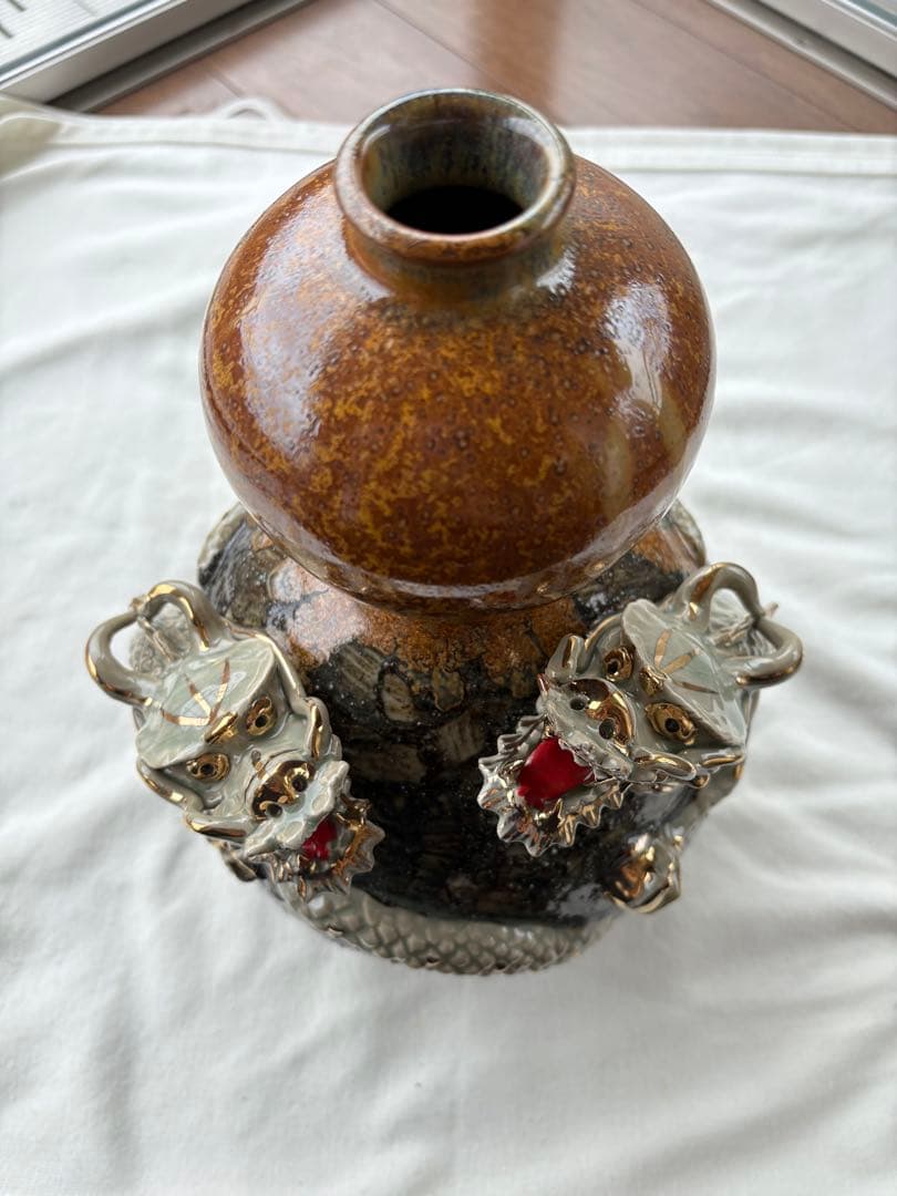 ひ*な様 相馬焼　双龍　壺　俊峰作