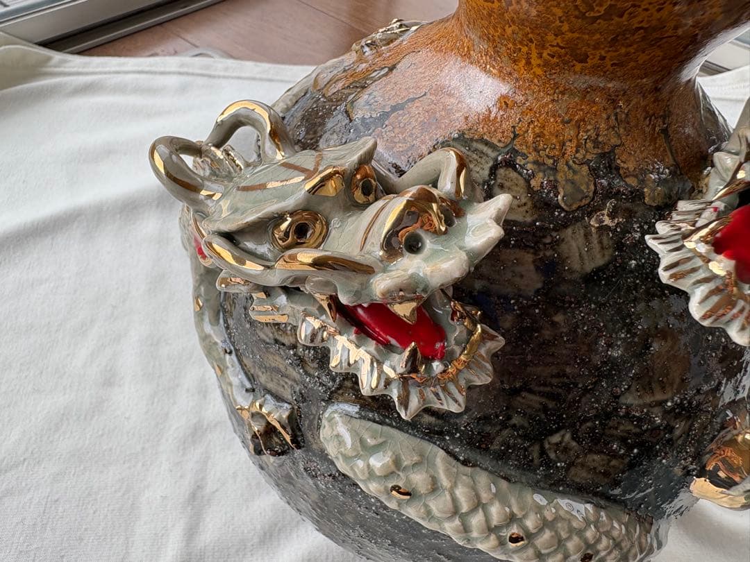 ひ*な様 相馬焼　双龍　壺　俊峰作