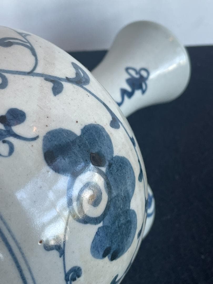 明 中国美術 青花 染付 唐草 乳瓶 景徳鎮窯系 軍持 水瓶 乳首 徳利 酒器