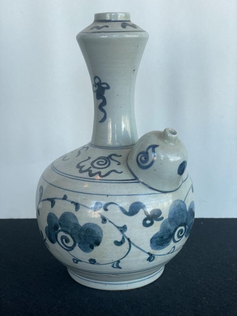 明 中国美術 青花 染付 唐草 乳瓶 景徳鎮窯系 軍持 水瓶 乳首 徳利 酒器