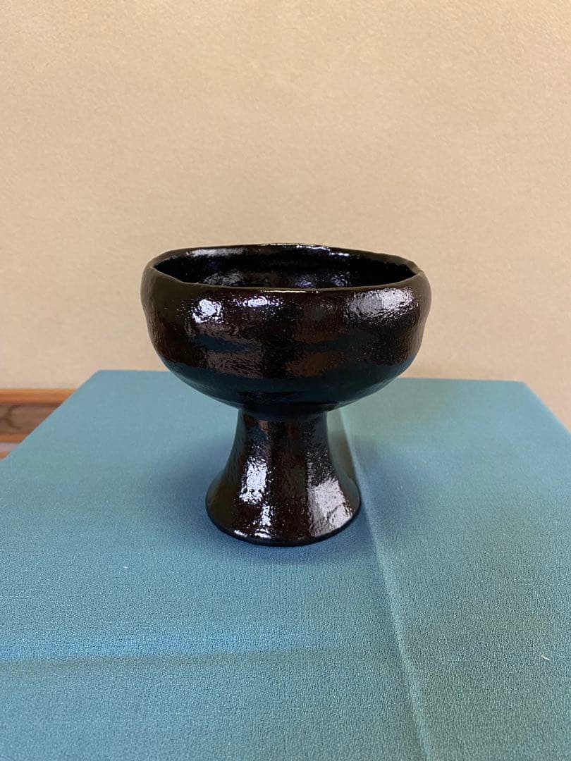 茶道具/楽茶碗 佐々木松楽 馬上杯 黒楽 松楽窯